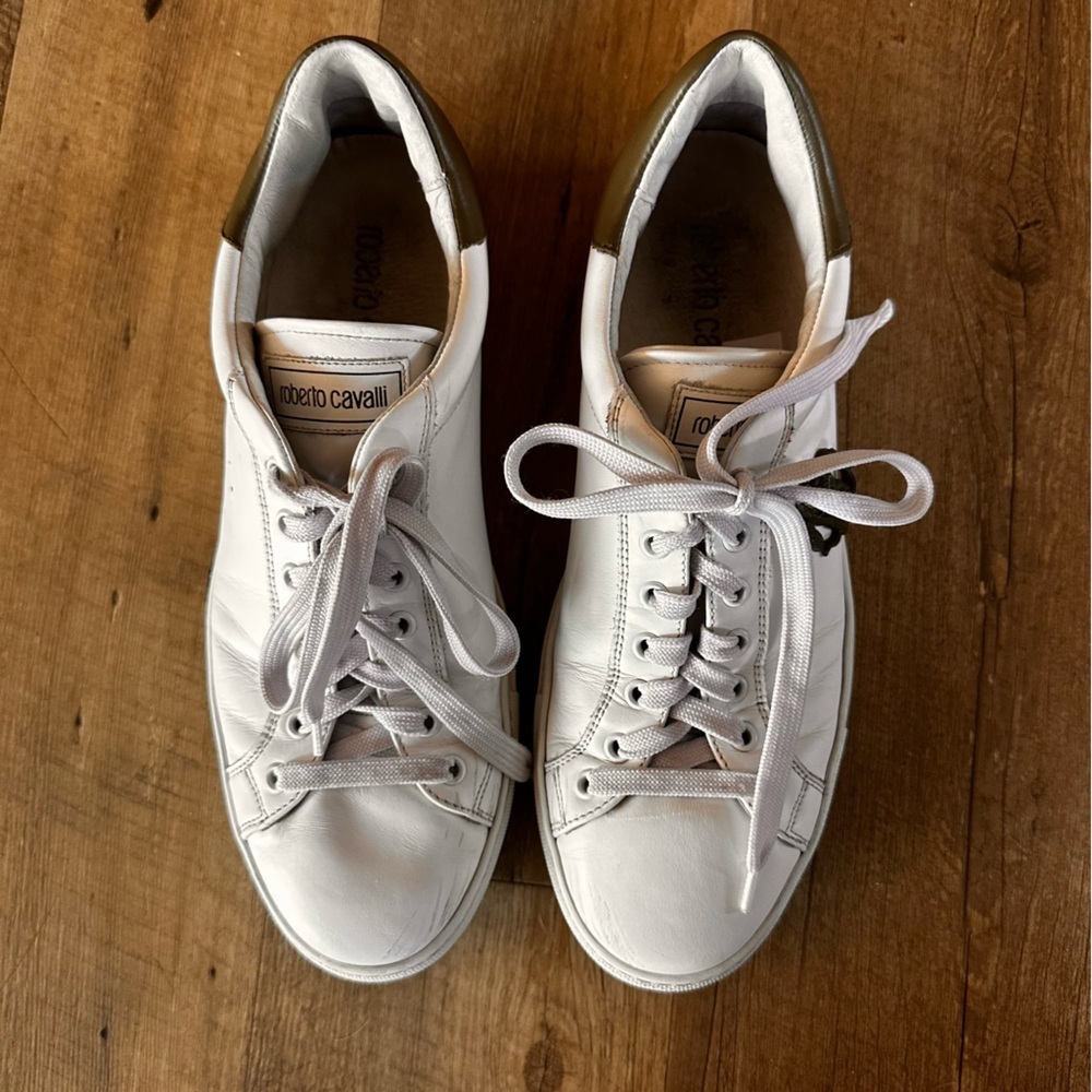 Roberto Cavalli Logo Leather Low Top Sneakers - Picture 3 of 14